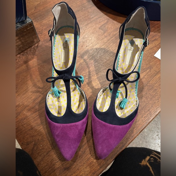 Boden Alice Suede Ankle Strap Tasseled Heels - Picture 4 of 6